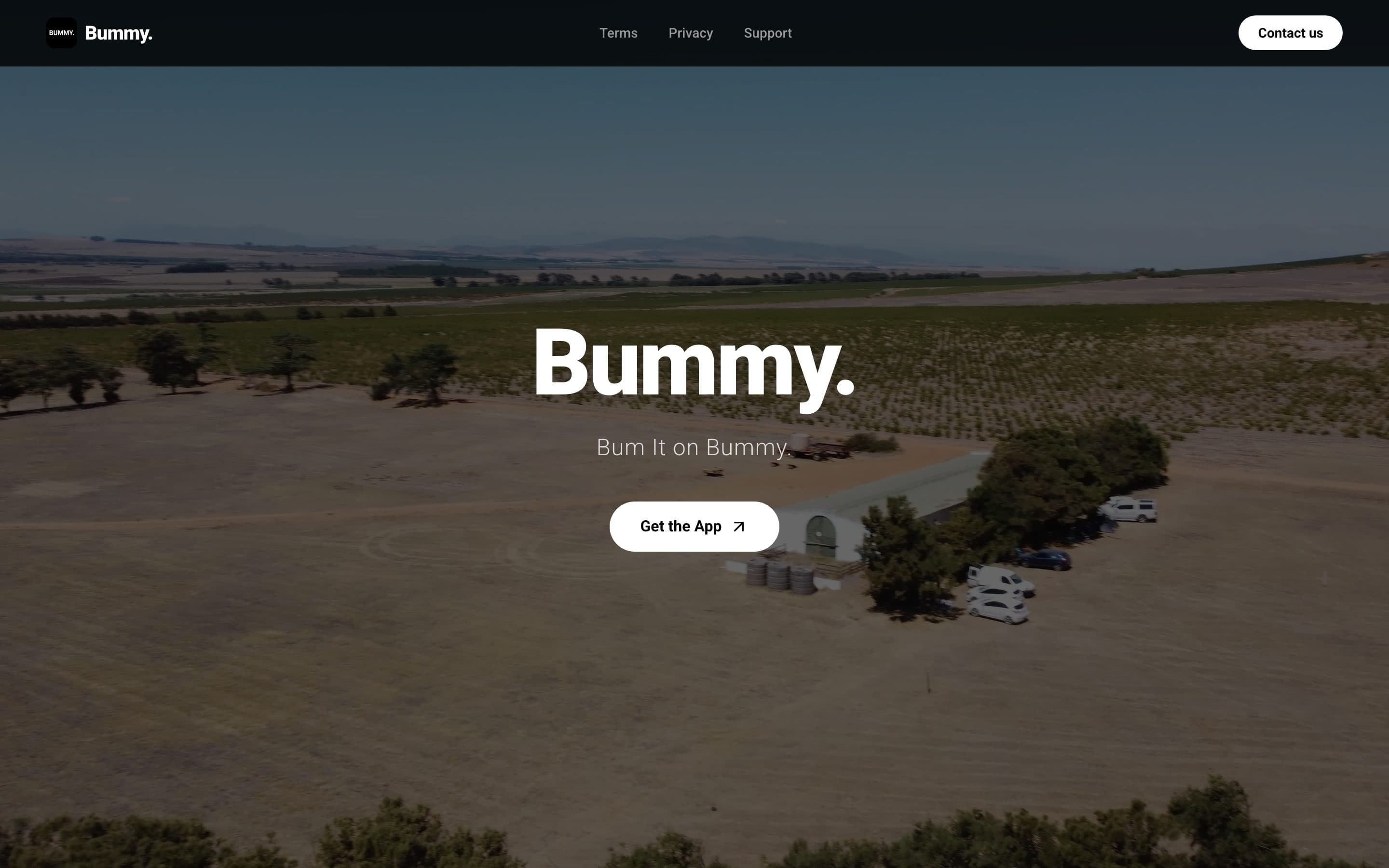 The Bummy home page, a social app for sharing moments with people nearby