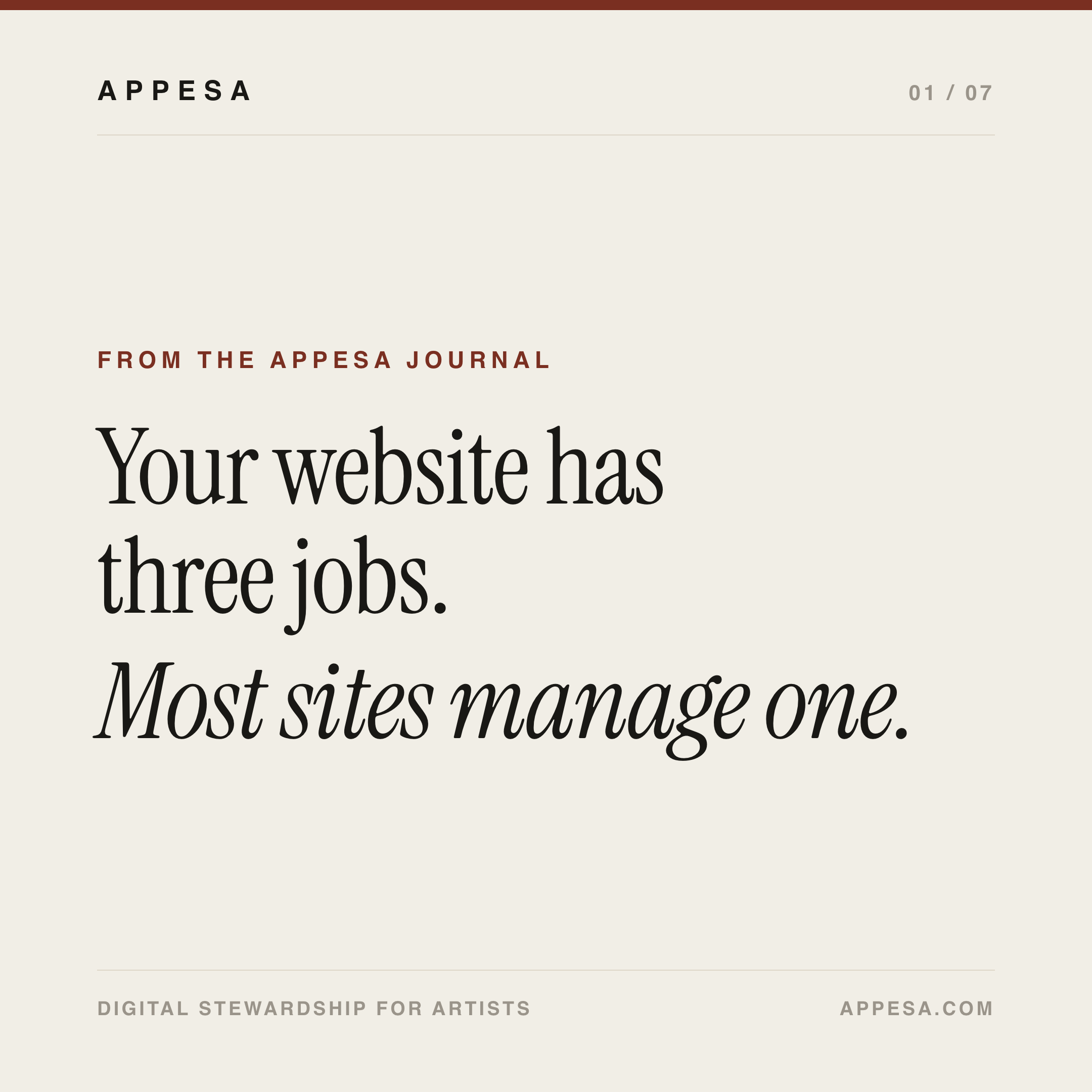 Cover slide: Your website has three jobs. Most sites manage one.